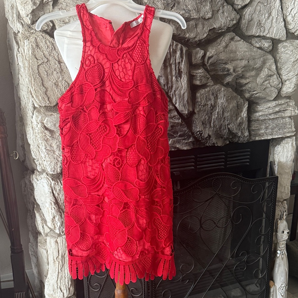 Lovers + Friends Red Lace Dress